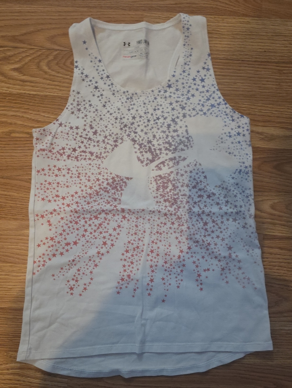 Under Armour White Tank Top with Red and Blue Starburst